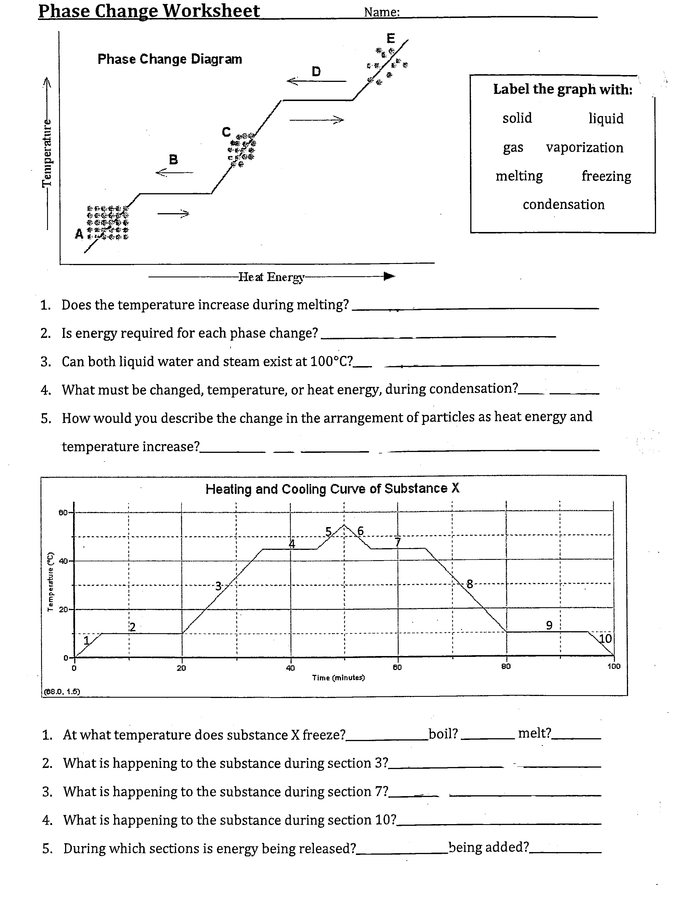 Phase Diagram Worksheet Answers